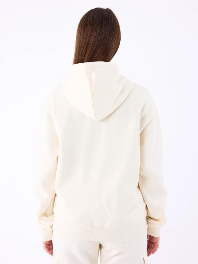 Sweat à capuche zippé logo brodé beige femme - Project X Paris