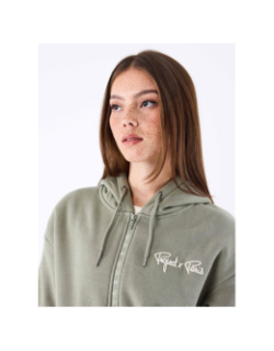 Sweat zippé à capuche logo kaki femme - Project X Paris