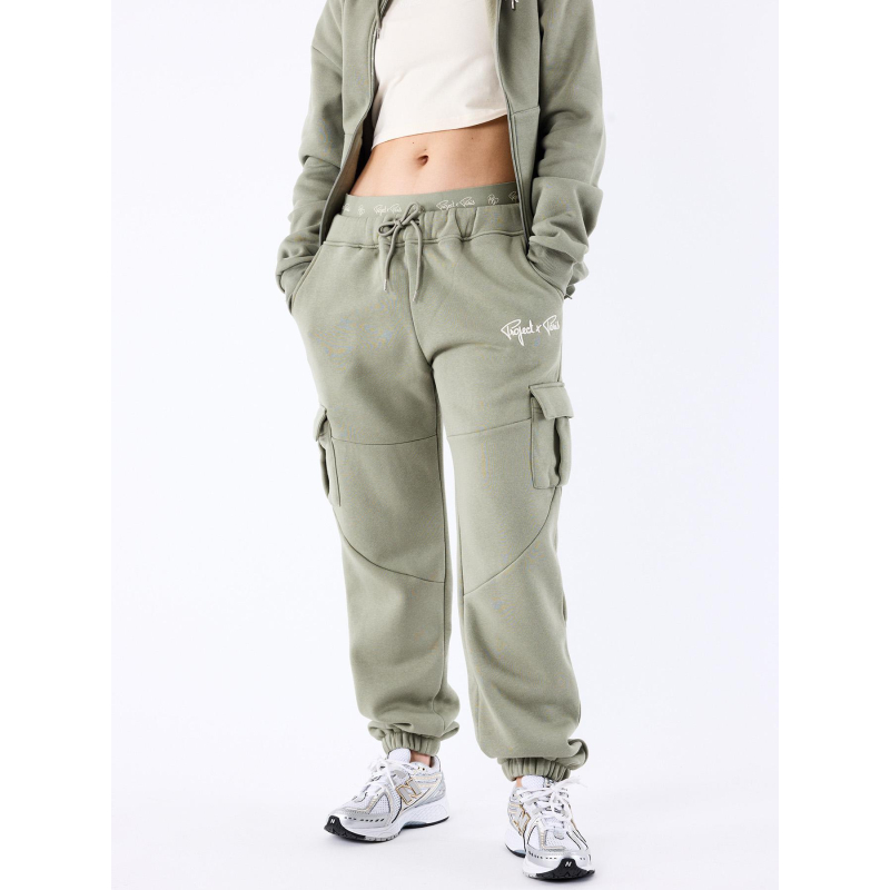 Pantalon de Jogging double ceinture logo kaki femme - Project X Paris