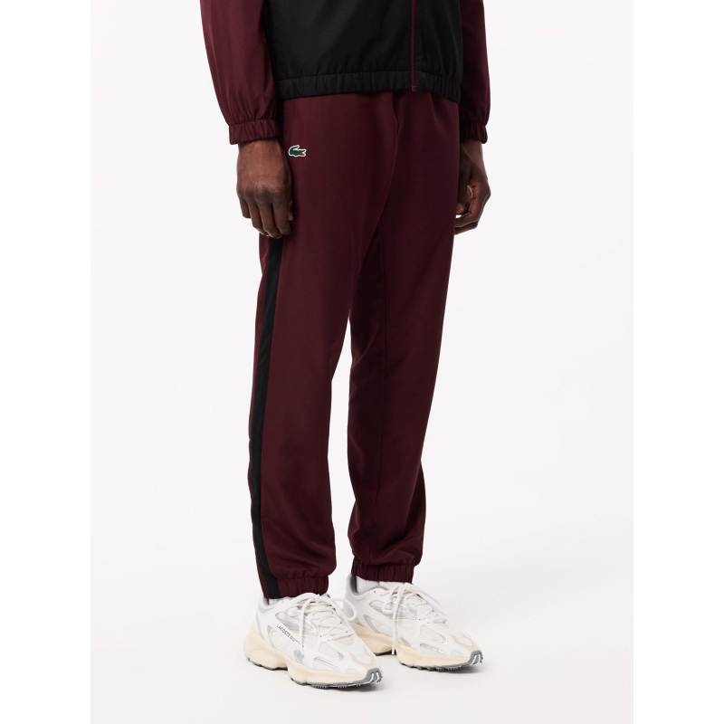 Ensemble survêtement taffetas diamanté bordeaux homme Lacoste