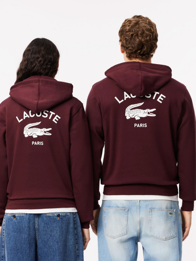Sweat à capuche logo au dos bordeaux - Lacoste