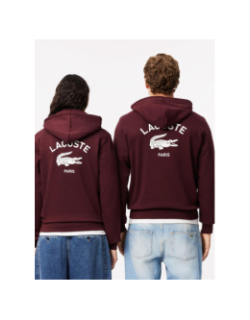 Sweat à capuche logo au dos bordeaux - Lacoste
