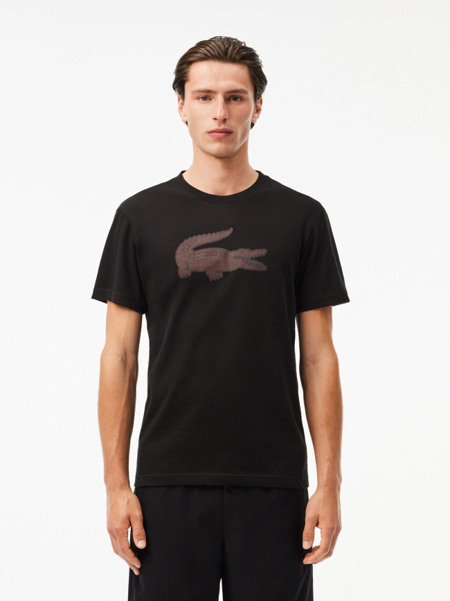 T-shirt sport regular logo noir bordeaux homme - Lacoste