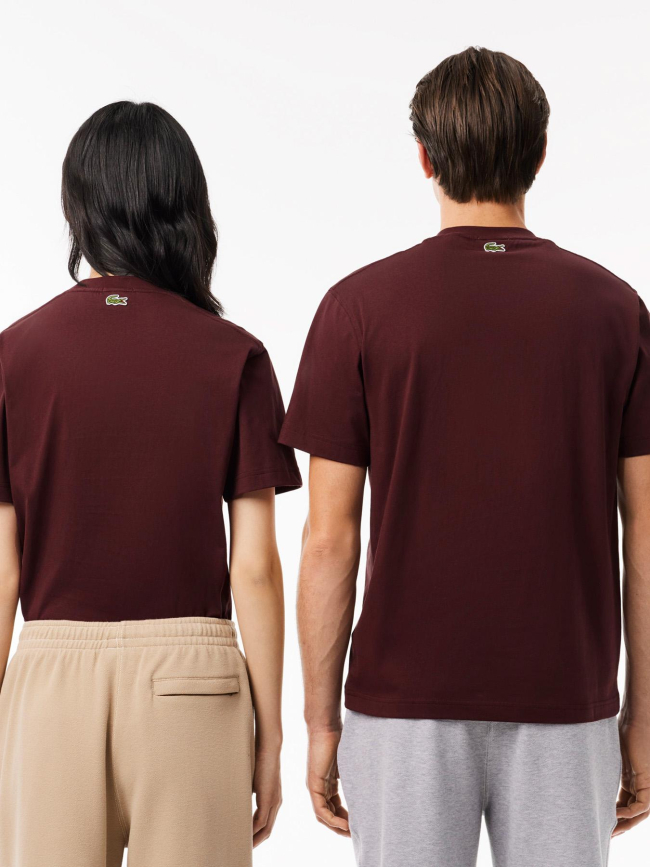 T-shirt en coton imprimé signature bordeaux adulte - Lacoste