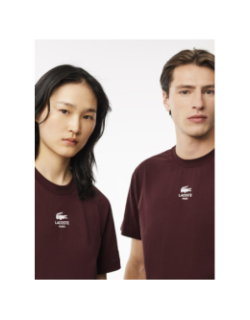 T-shirt en coton imprimé signature bordeaux adulte - Lacoste