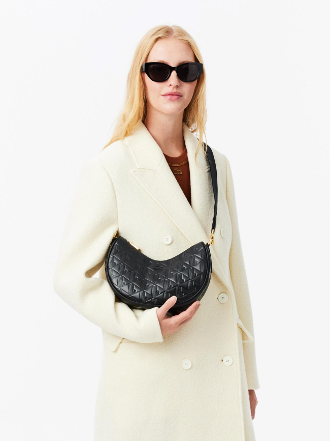 Sac lune maheki en cuir embossé noir femme - Lacoste