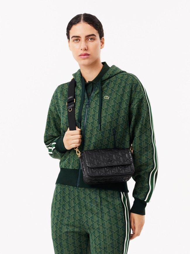 Sac bandoulière maheki en cuir embossé noir femme - Lacoste