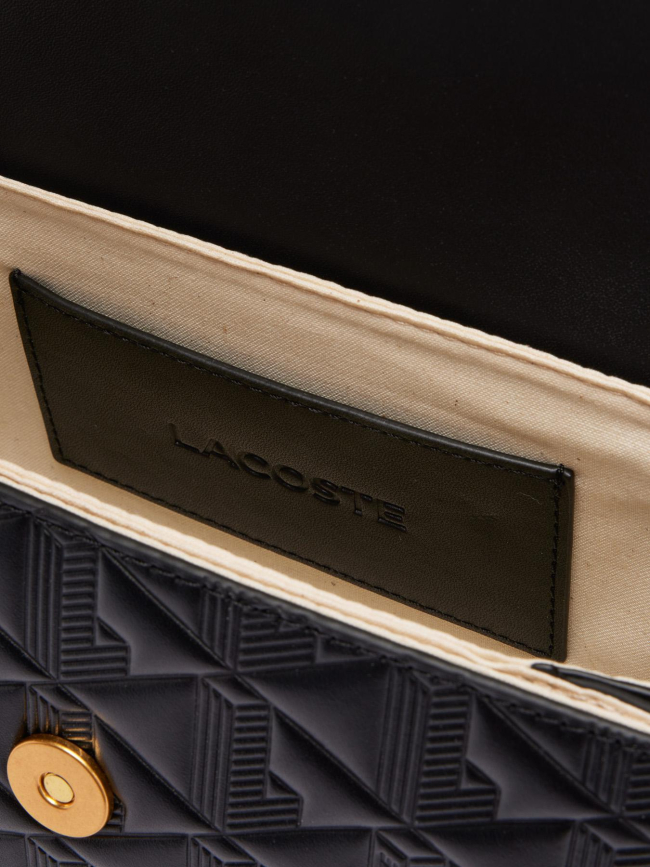 Sac bandoulière maheki en cuir embossé noir femme - Lacoste
