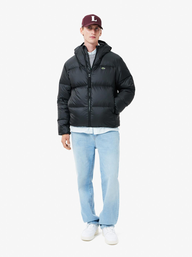 Doudoune courte déperlante en duvet noir homme - Lacoste