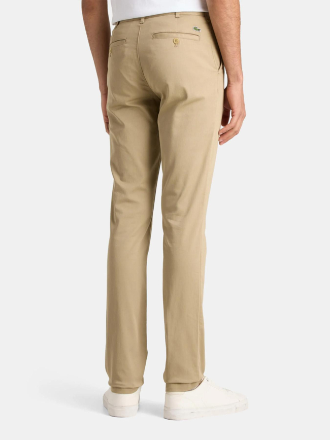 Pantalon chino slim fit en coton stretch beige homme - Lacoste