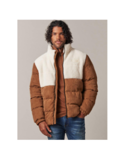 Veste bi-matière velours polaire marron homme - Deeluxe