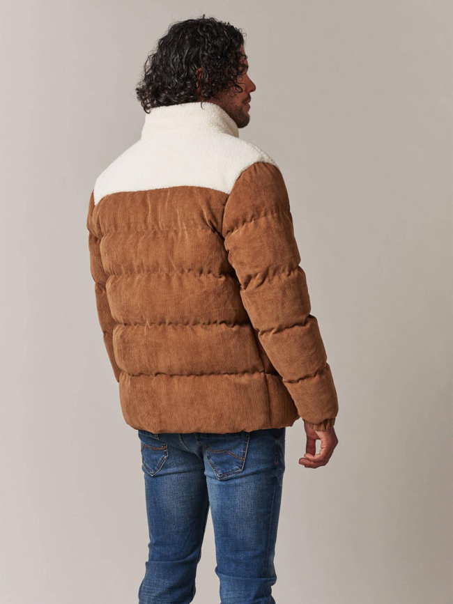 Veste bi-matière velours polaire marron homme - Deeluxe