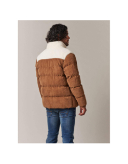 Veste bi-matière velours polaire marron homme - Deeluxe