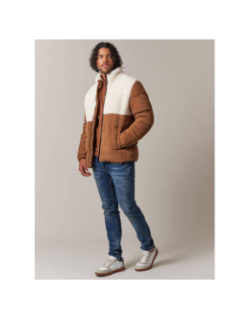 Veste bi-matière velours polaire marron homme - Deeluxe