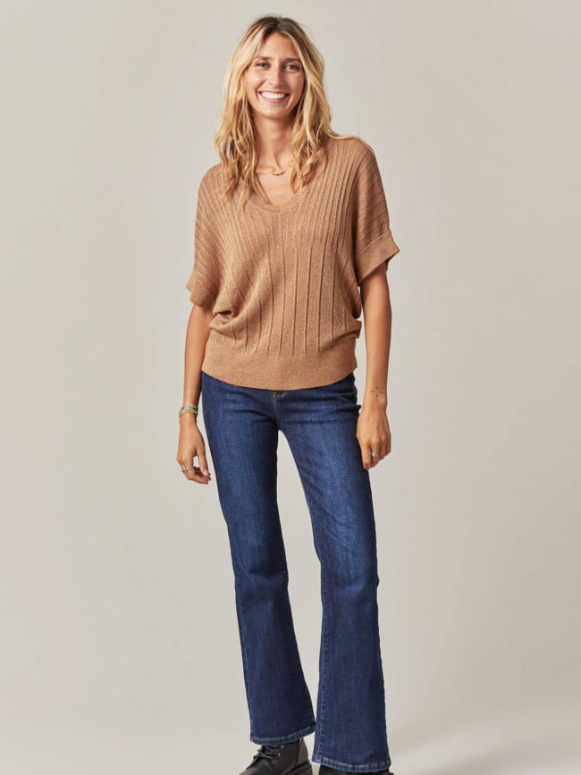 Top pailleté anada marron femme - Deeluxe