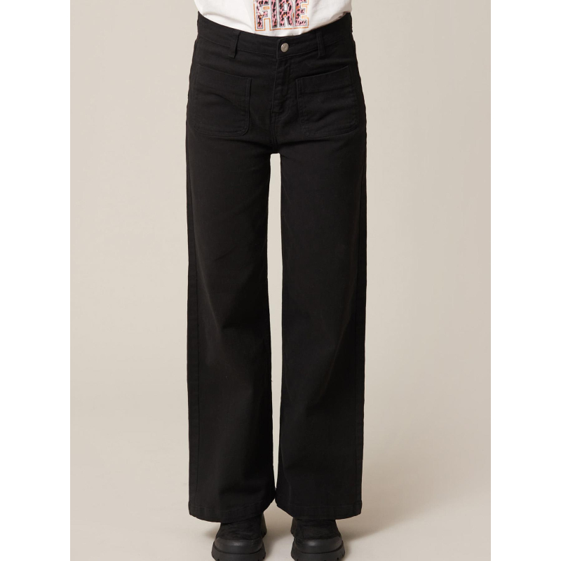 Jean large en denim lizette noir femme - Deeluxe