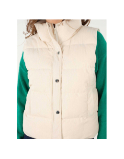 Doudoune sans manche côtelé rayia beige femme - Deeluxe