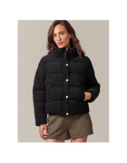 Veste doudoune en velours côtelé noir femme - Deeluxe