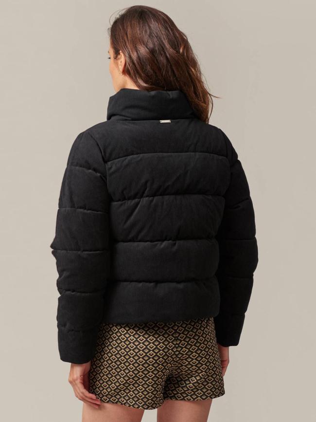 Veste doudoune en velours côtelé noir femme - Deeluxe