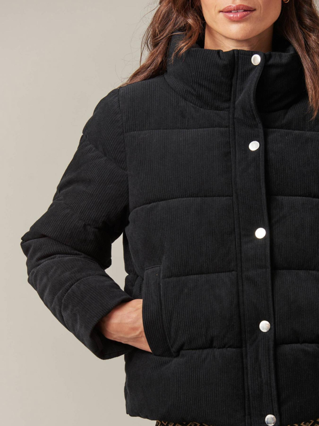 Veste doudoune en velours côtelé noir femme - Deeluxe