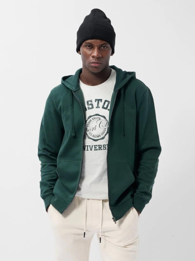 Sweat à capuche zippé ciglass little vert homme - Teddy Smith
