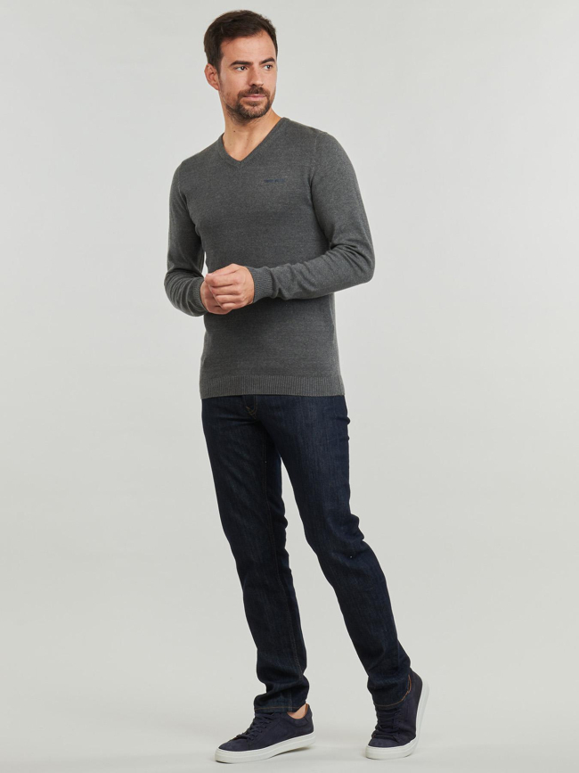 Pull fin à col en v pulser 3 anthracite homme - Teddy Smith