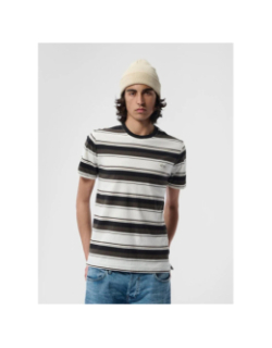 T-shirt manches courtes à rayures t-steffen blanc homme - Teddy Smith