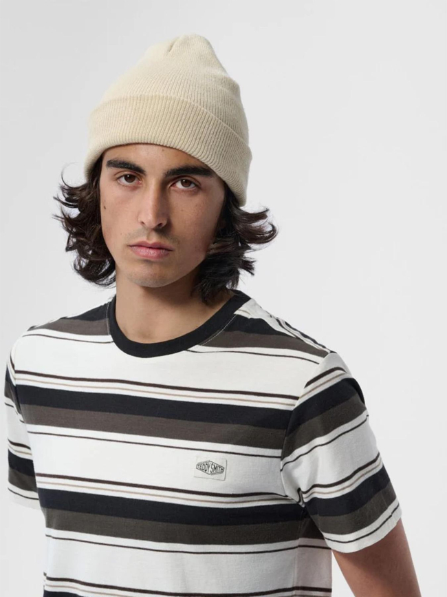 T-shirt manches courtes à rayures t-steffen blanc homme - Teddy Smith