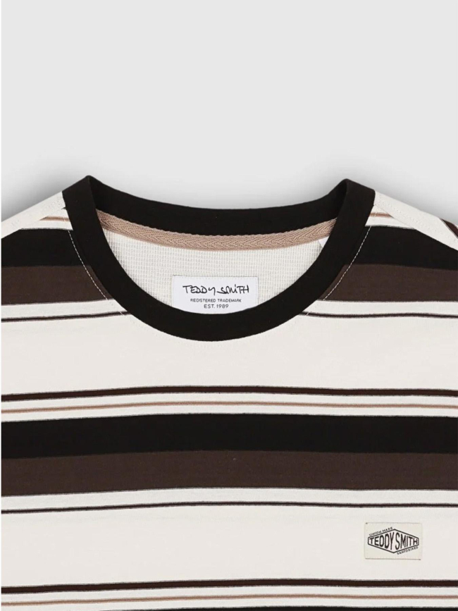 T-shirt manches courtes à rayures t-steffen blanc homme - Teddy Smith