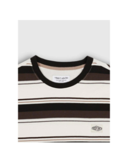 T-shirt manches courtes à rayures t-steffen blanc homme - Teddy Smith