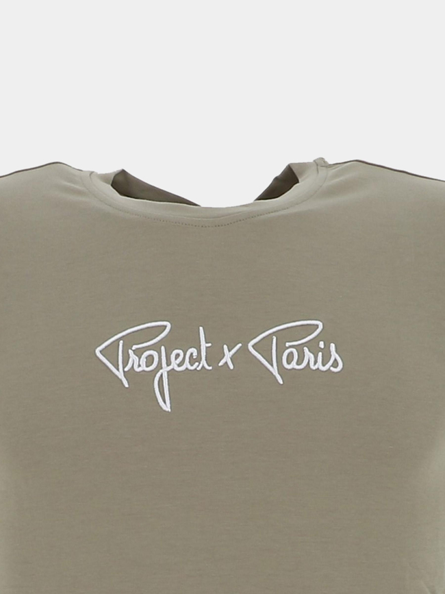 T-shirt logo brodé manche courte kaki enfant - Project X Paris