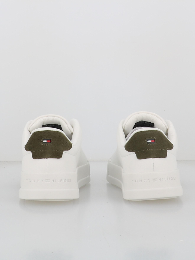 Baskets en cuir court blanc kaki homme - Tommy Hilfiger