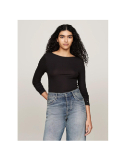 T-shirt manches longues slim tencel noir femme - Tommy Hilfiger