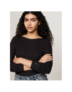 T-shirt manches longues slim tencel noir femme - Tommy Hilfiger