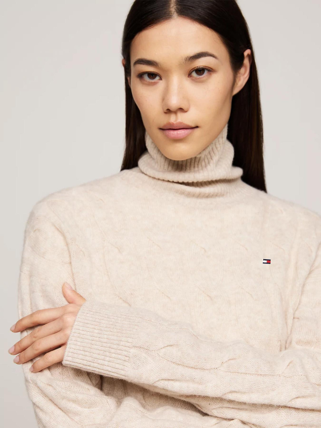Pull col roulé en laine soft beige femme - Tommy Hilfiger