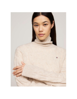 Pull col roulé en laine soft beige femme - Tommy Hilfiger