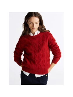 Maille Torsadée Pull Tommy Hilfiger Femme Col V Tommy Hilfiger