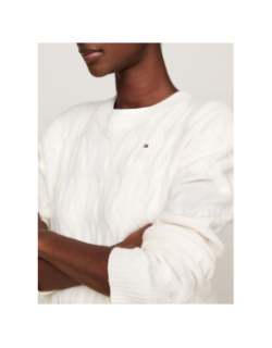 Pull en laine soft cable blanc femme - Tommy Hilfiger