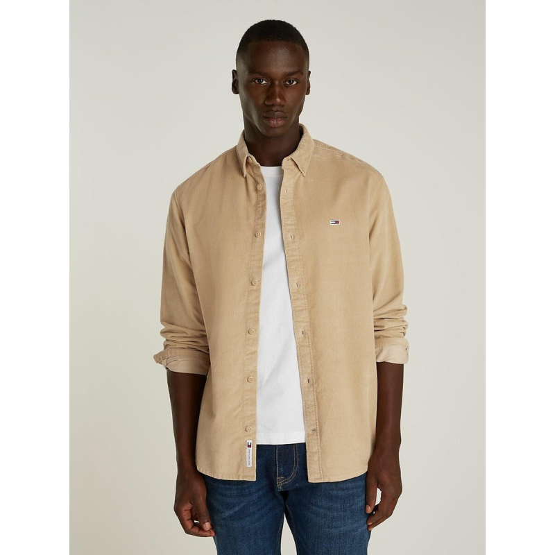 Chemise droite en velours côtelé beige homme - Tommy Jeans