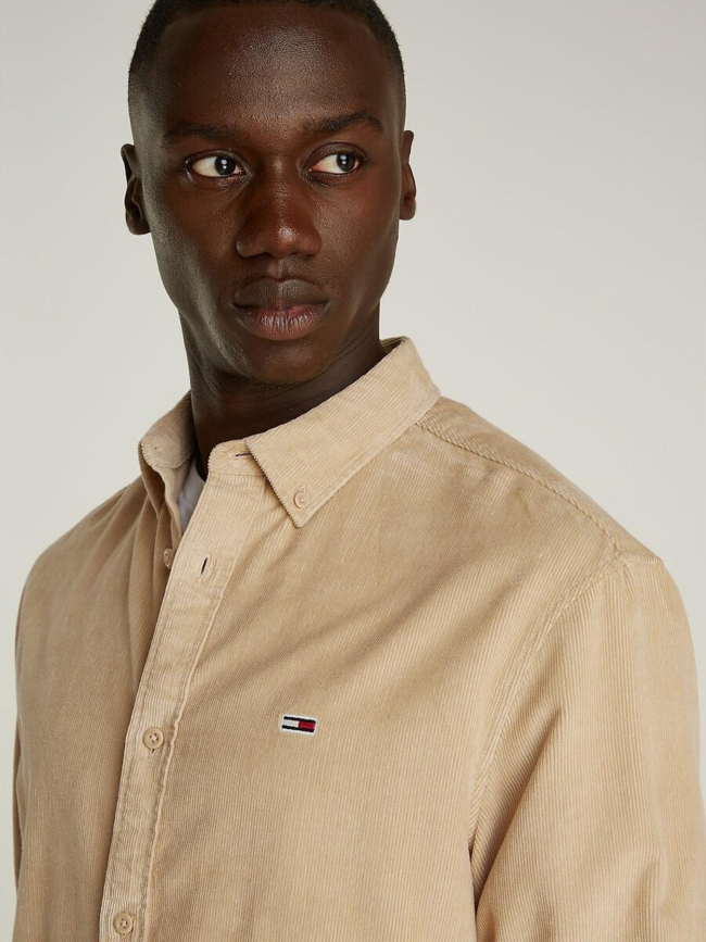 Chemise droite en velours côtelé beige homme - Tommy Jeans
