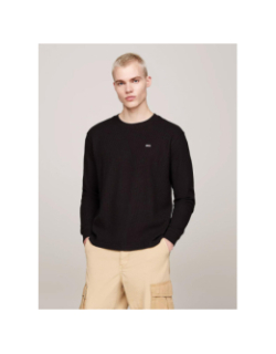 T-shirt manches longues à tissage alvéolé noir homme - Tommy Jeans