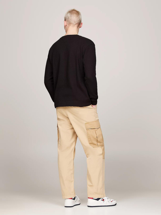 T-shirt manches longues à tissage alvéolé noir homme - Tommy Jeans