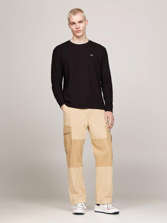 T-shirt manches longues à tissage alvéolé noir homme - Tommy Jeans