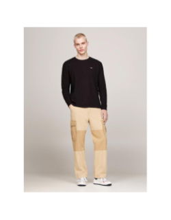 T-shirt manches longues à tissage alvéolé noir homme - Tommy Jeans