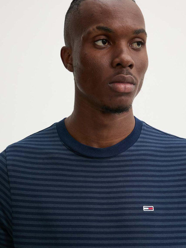 T-shirt slim logo rayé bleu marine homme - Tommy Jeans