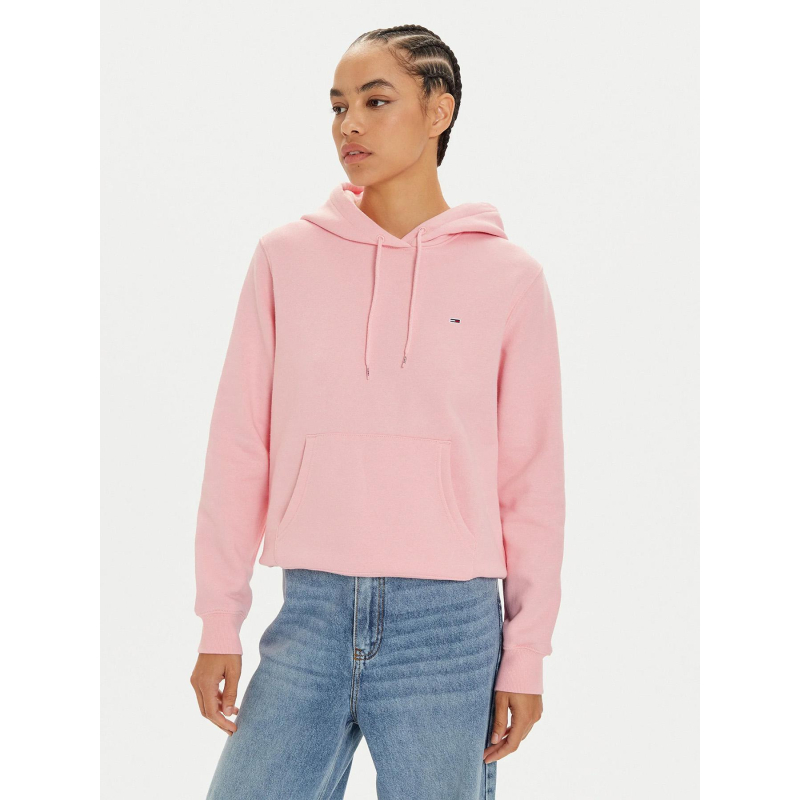 Sweat à capuche regular flag rose femme - Tommy Jeans