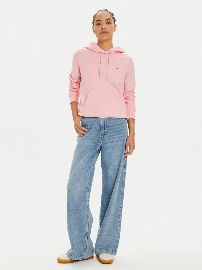 Sweat à capuche regular flag rose femme - Tommy Jeans
