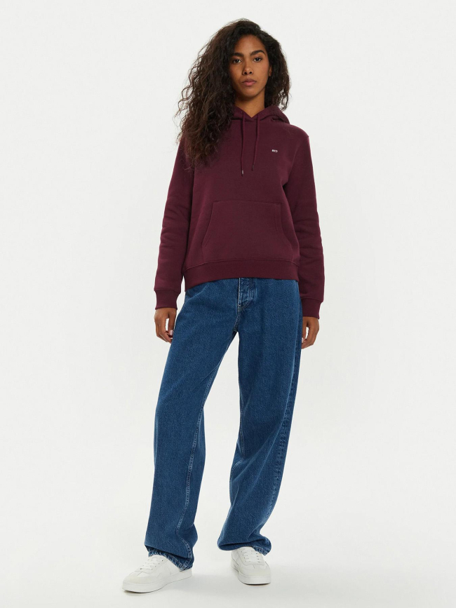 Sweat à capuche regular flag bordeaux femme - Tommy Jeans