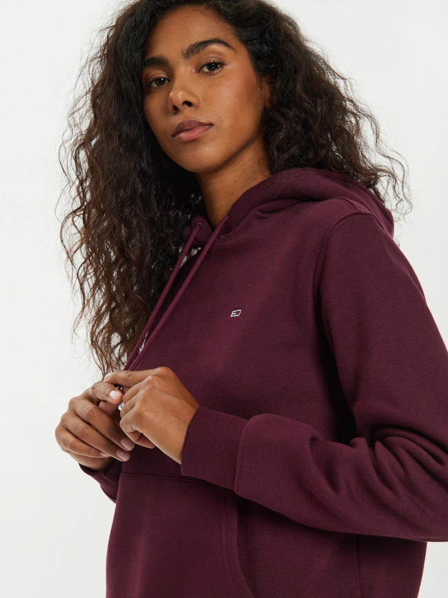 Sweat à capuche regular flag bordeaux femme - Tommy Jeans