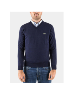 Pull fin à col en v bleu marine homme - Lacoste